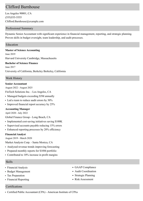 sample resume example