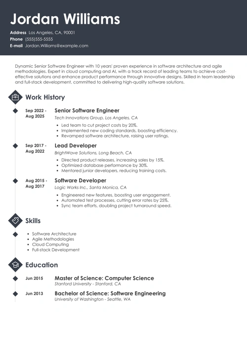 Senior Software Engineer Resume Sample
