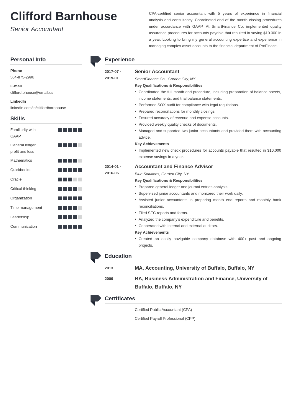 senior accountant resume example template muse