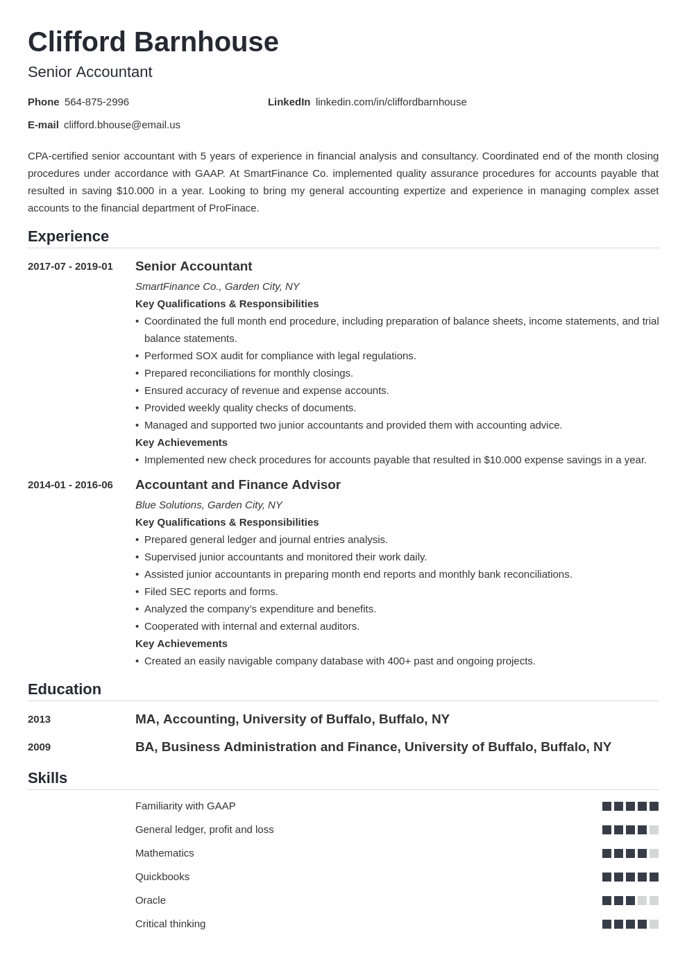 senior accountant resume example template nanica
