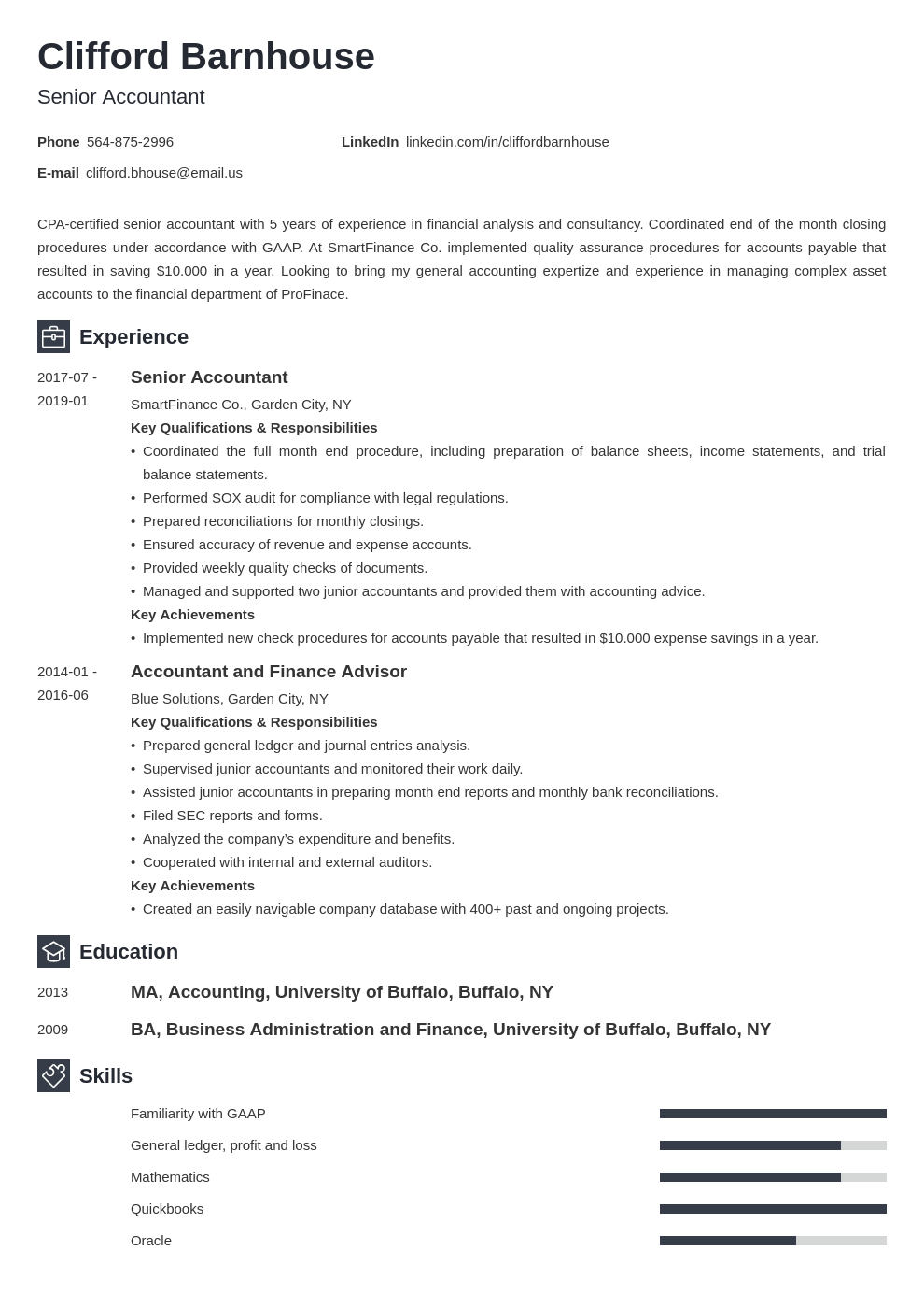 Senior Accountant Resume Sample 2023 Guide Tips 