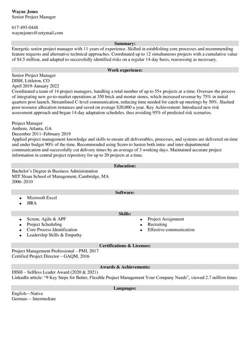 Senior Project Manager Resume Guide: Examples & Tips