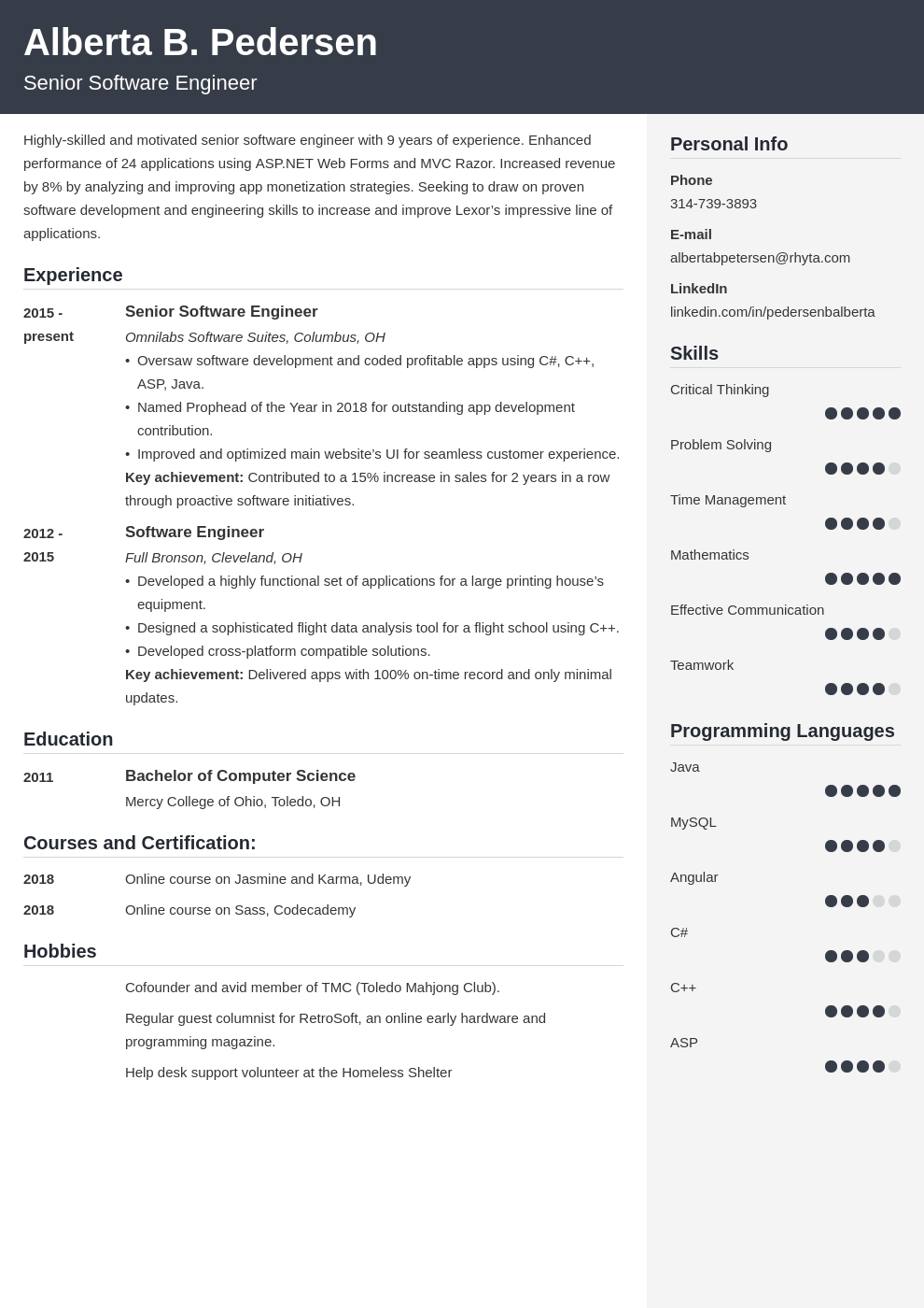 Senior Software Engineer Resume Examples And Guide 25 Tips