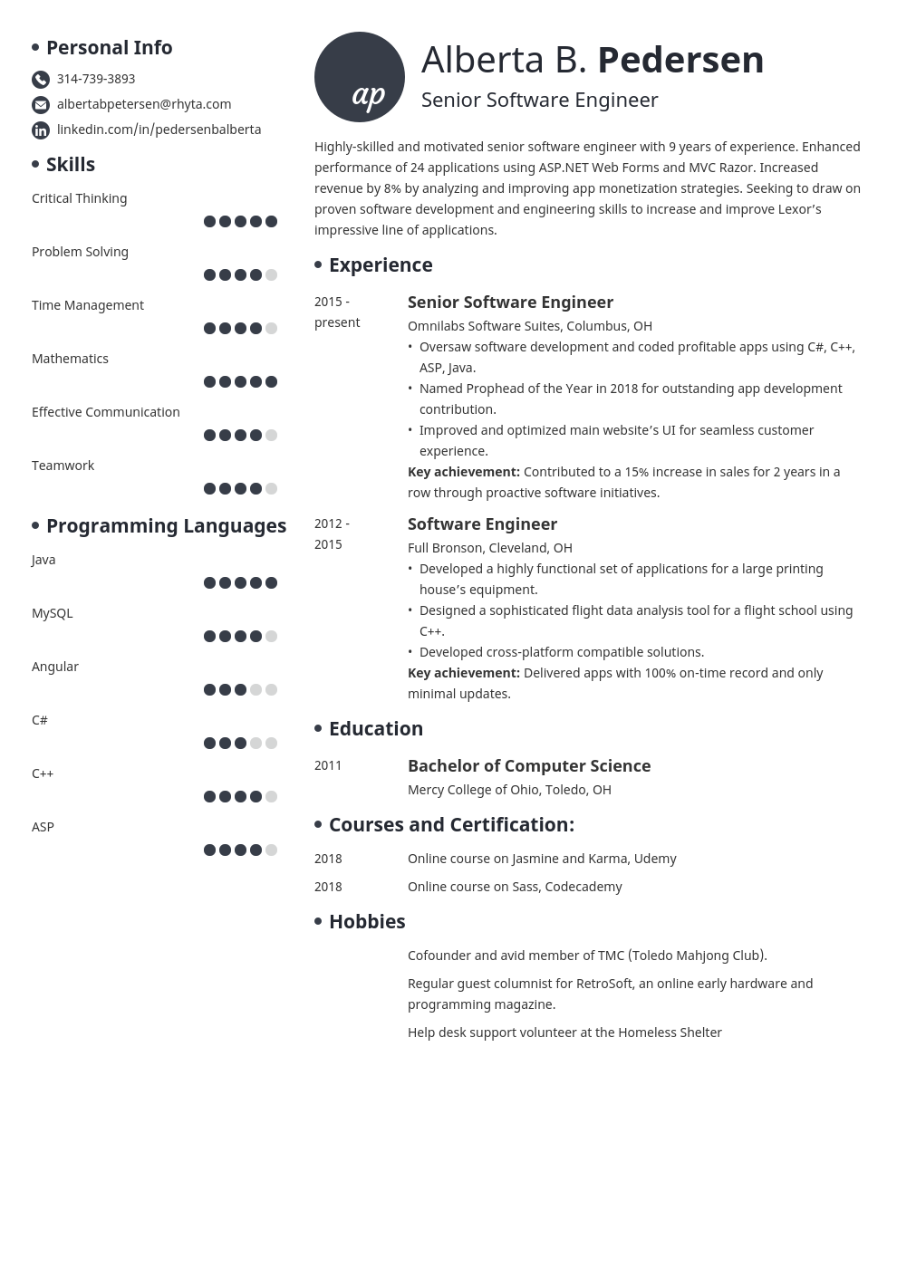 resume maker software engineer