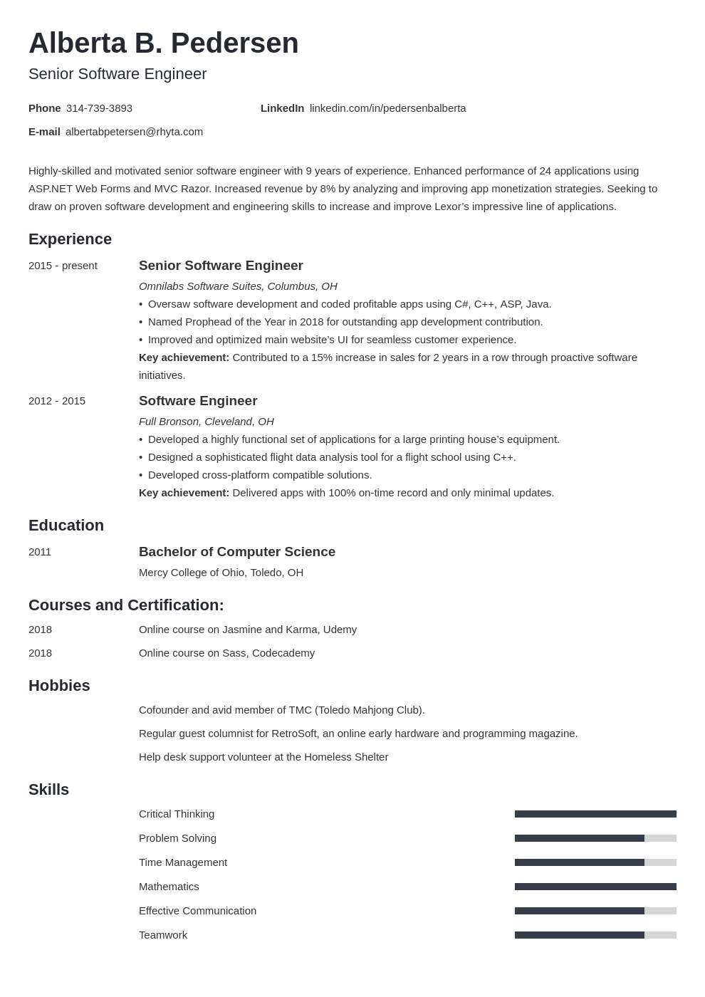 Senior Software Engineer Resume Examples Guide 25 Tips