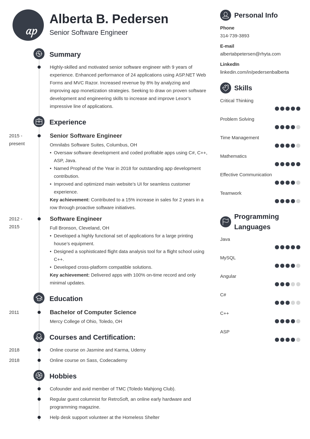 sample resume for senior software test engineer