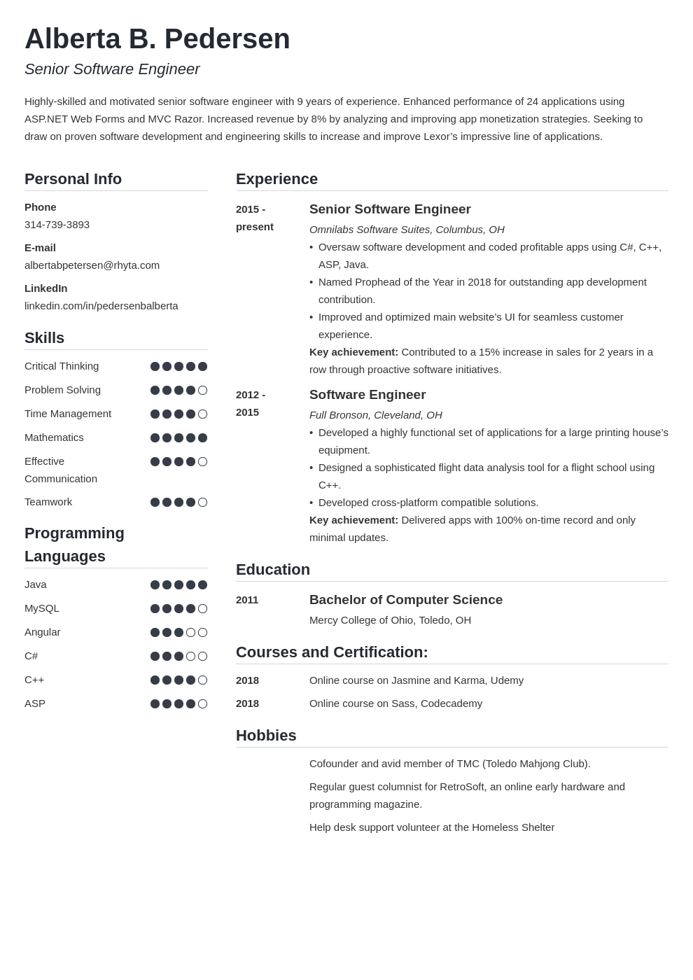  Senior Software Engineer Resume Examples Guide 25 Tips 