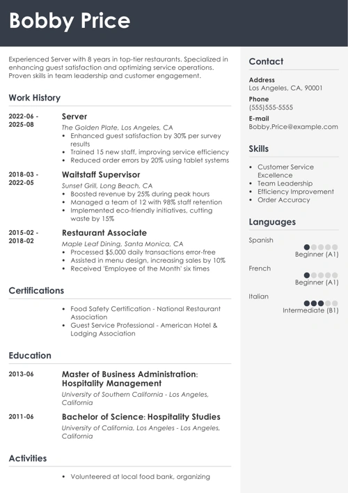 sample resume example