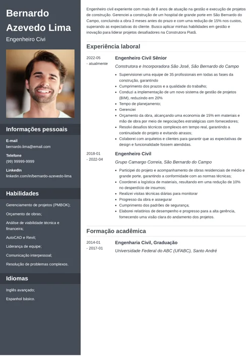 exemplo de currículo para um setor em crescimento no Brasil