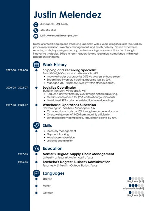 shipping and receiving resume example