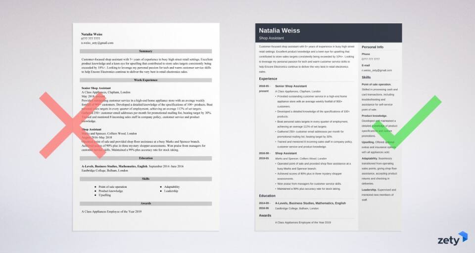 shop assistant cv templates