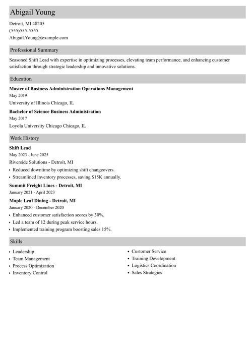 sample resume example