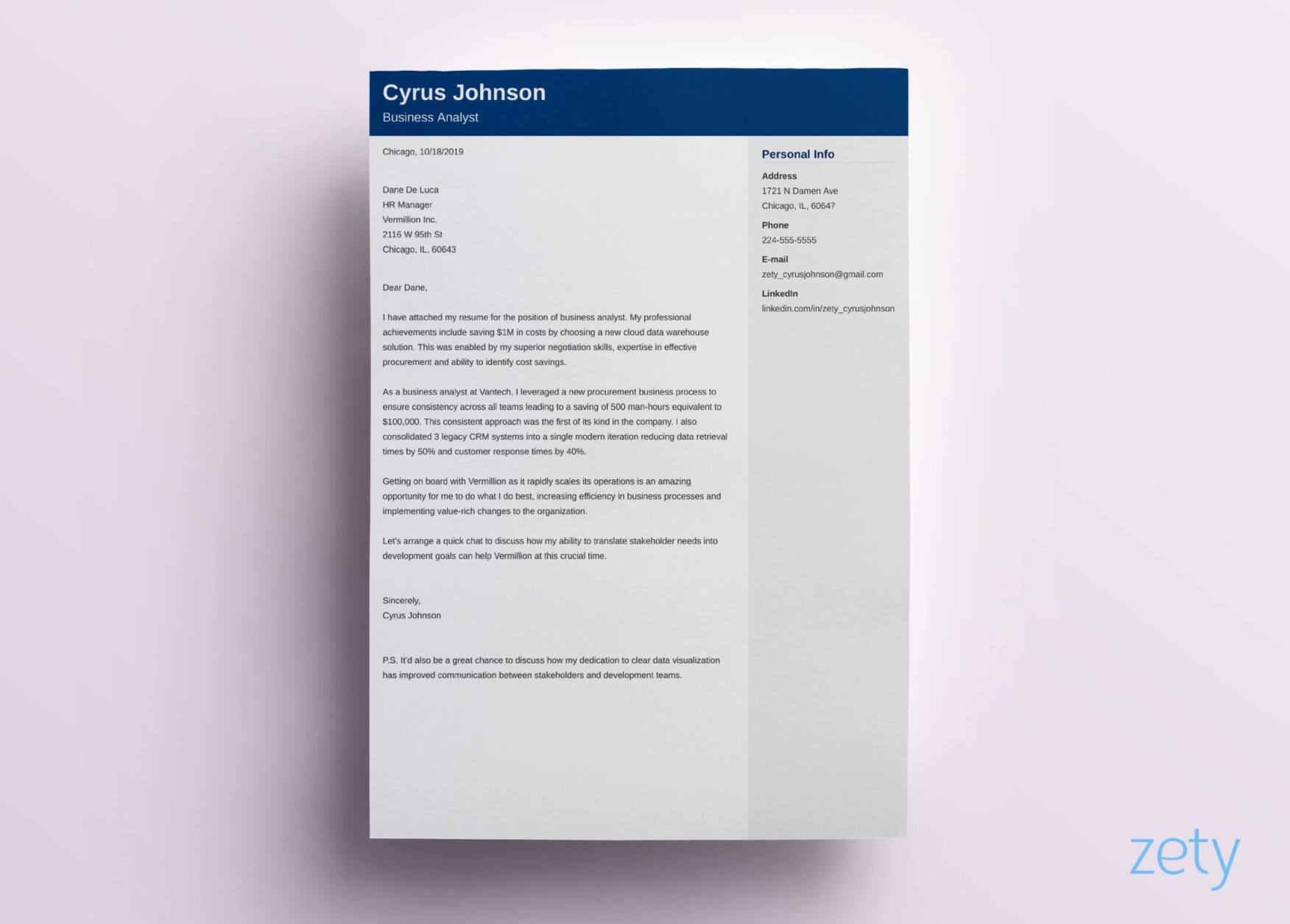 modern cover letter template