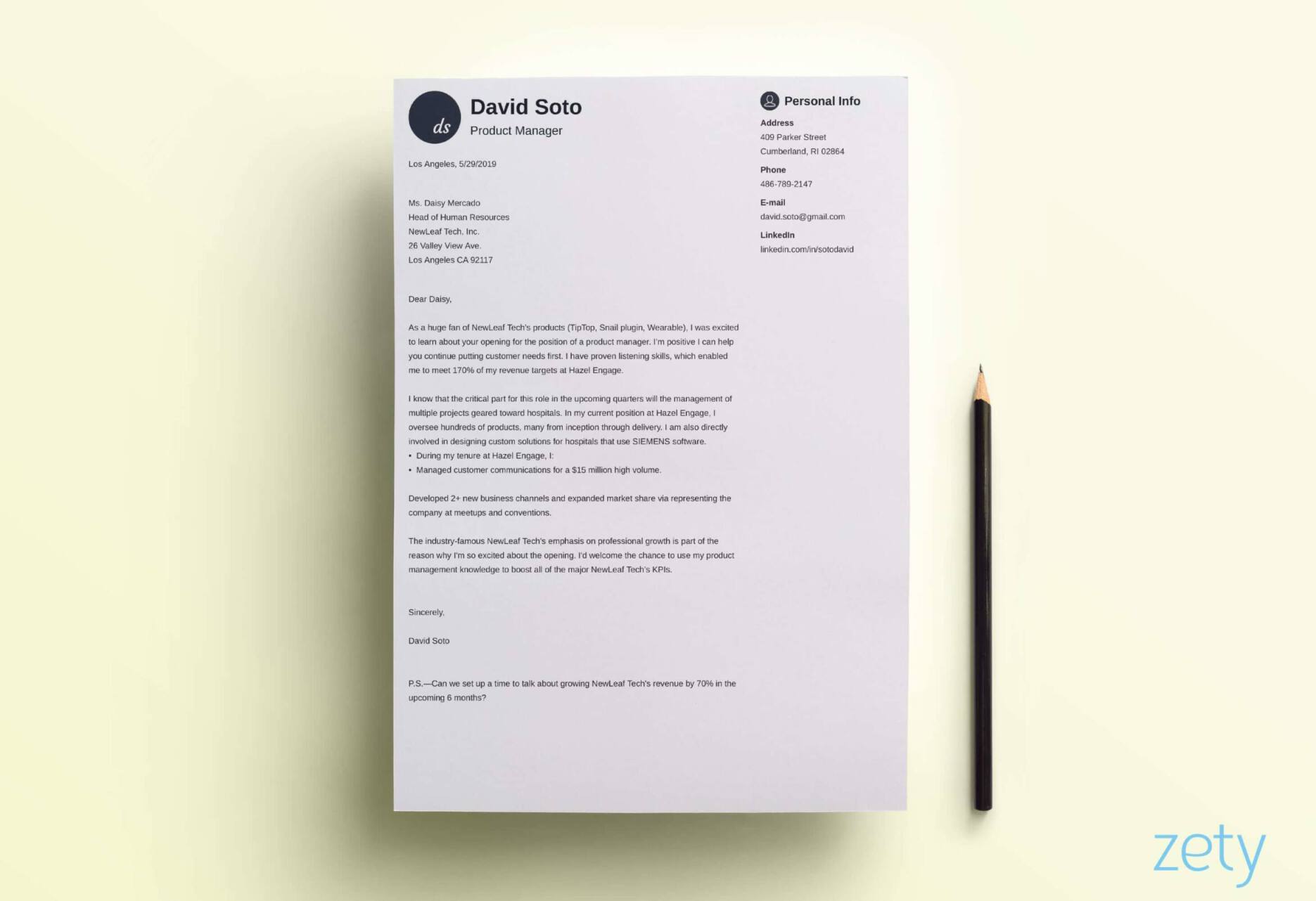 modern cover letter template