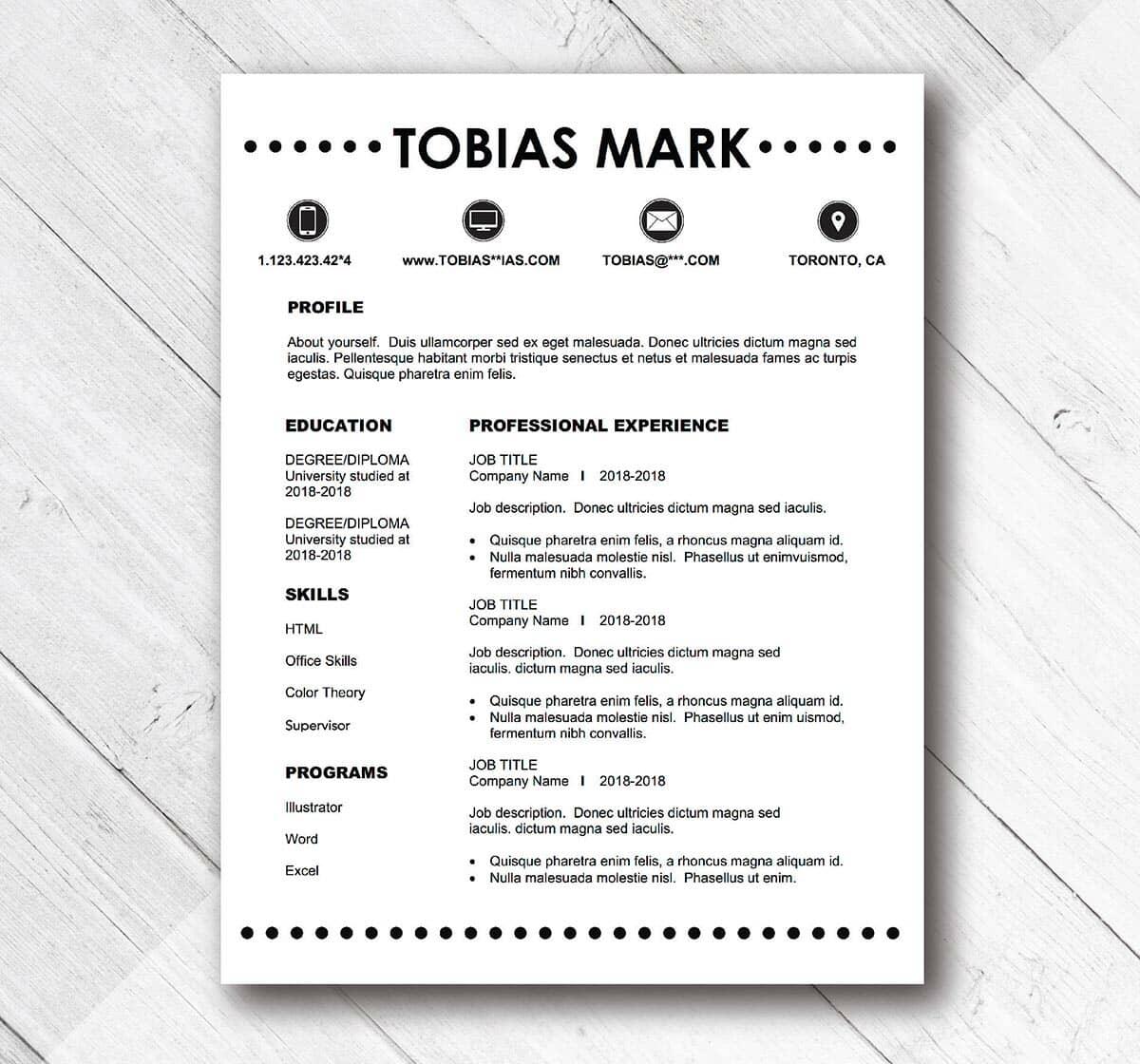 resume template simple free