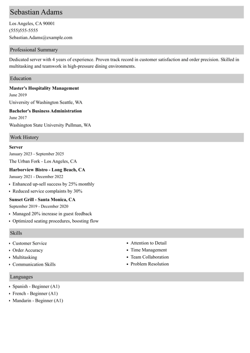 sample resume example