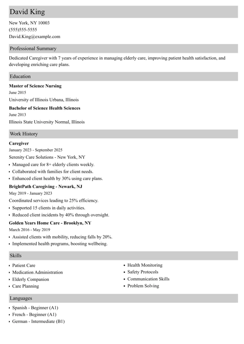 sample resume example