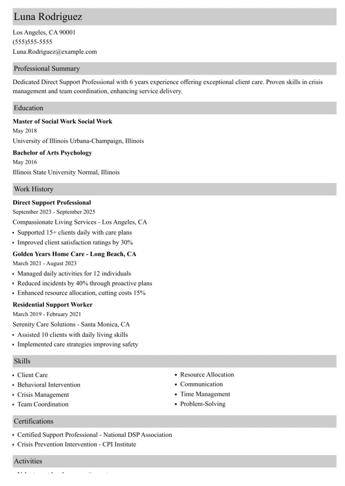 sample resume example