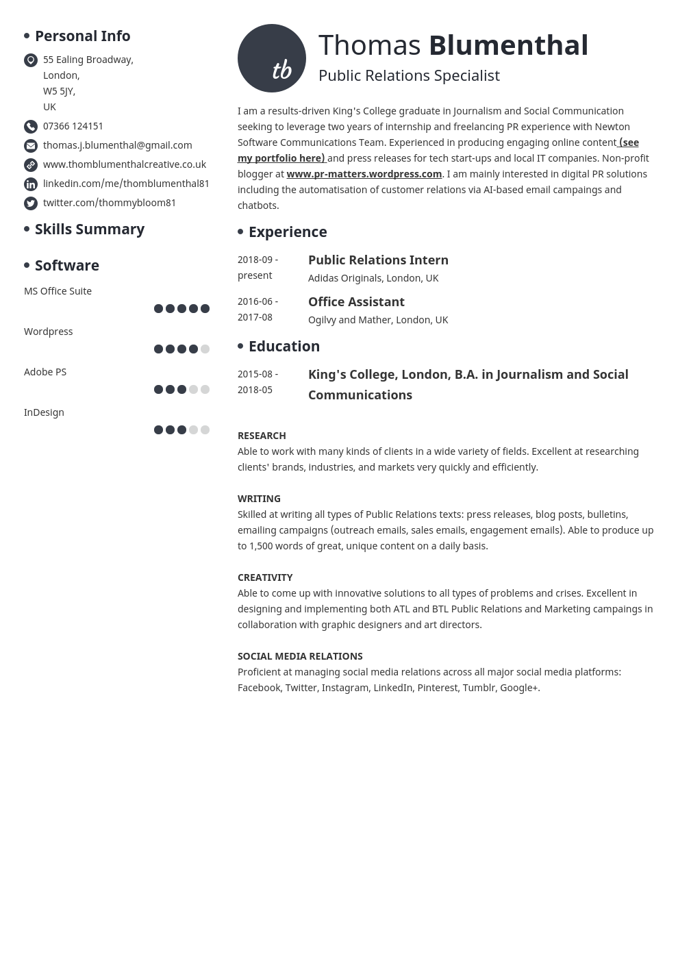 example resume with skills