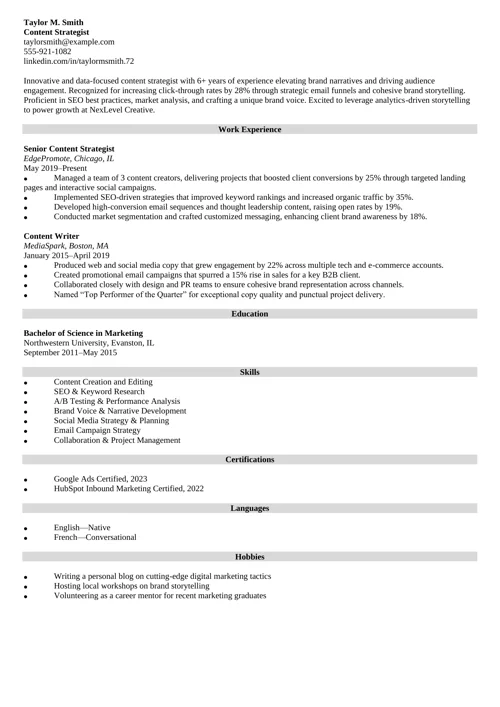 Resume sample with skills for remote jobs