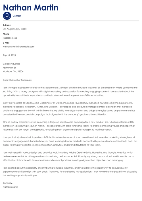 sample cover letter example