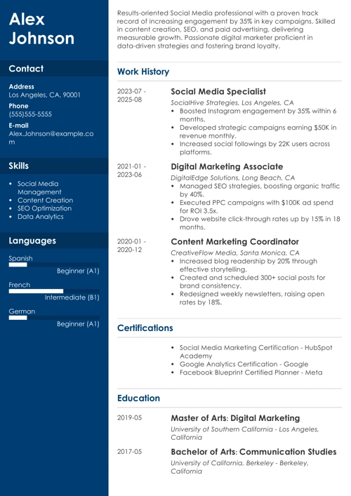 Social Media Resume Template