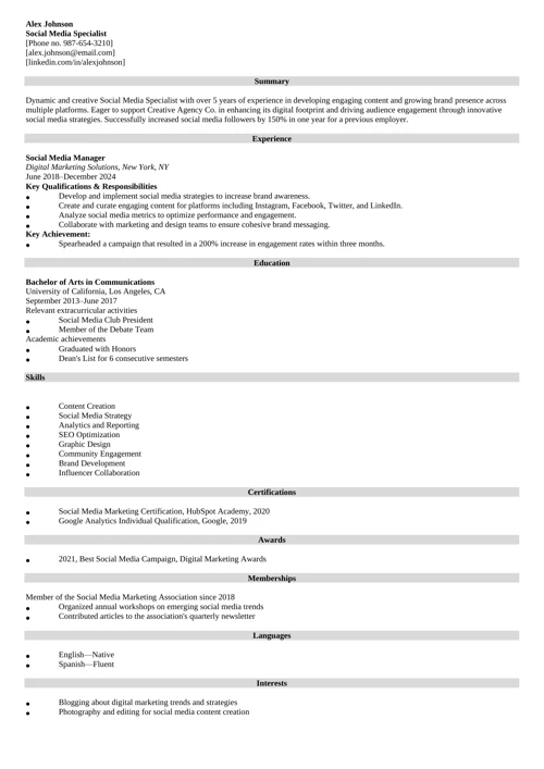 Social Media Resume Template