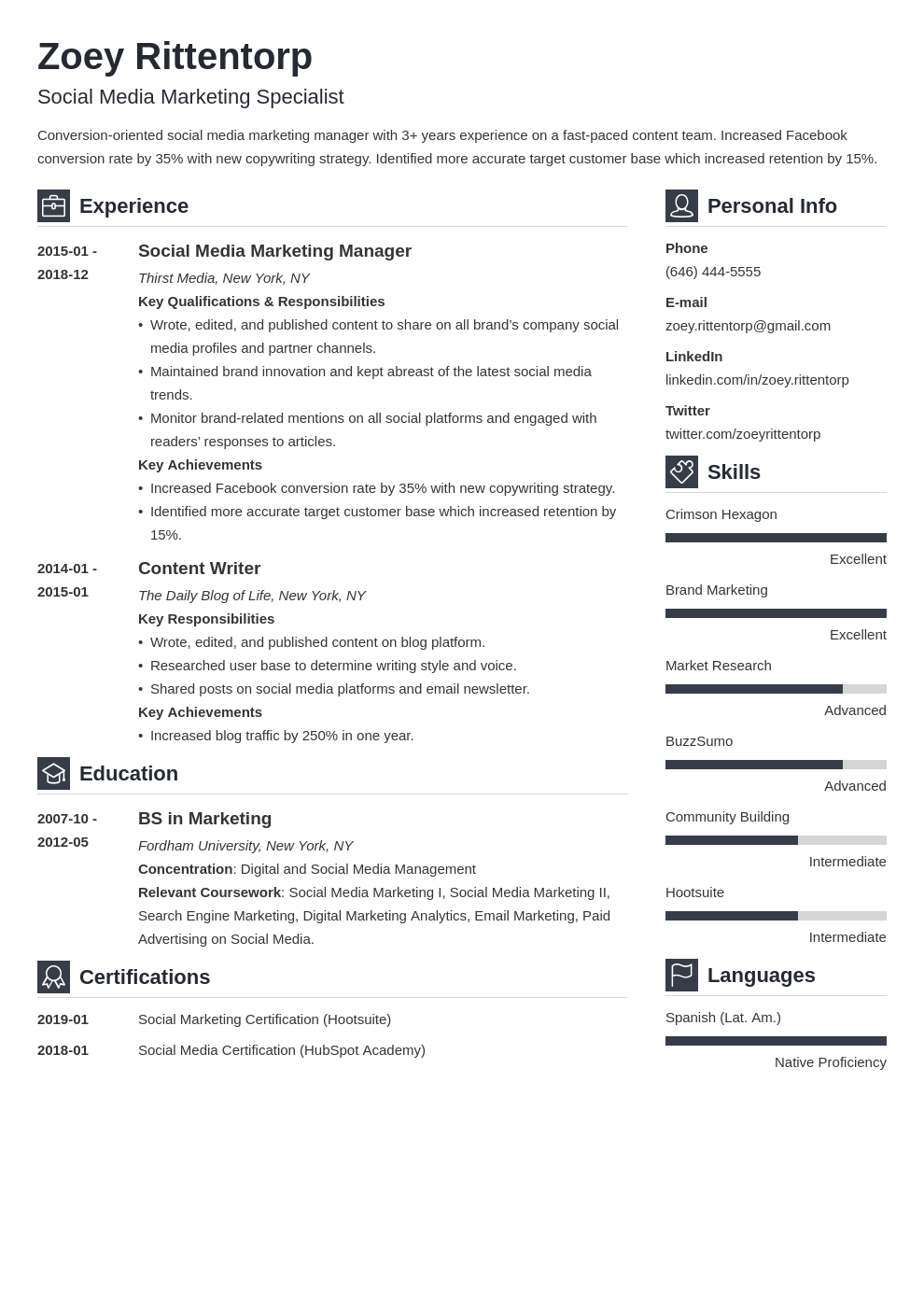 Social Media Manager Resume Sample (Skills Included)