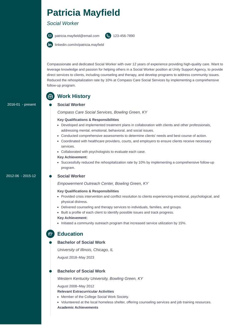 social work resume by Zety