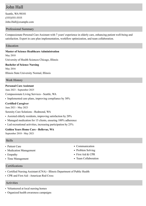 sample resume example