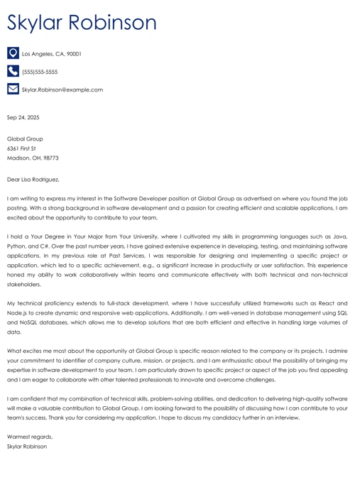 sample cover letter example