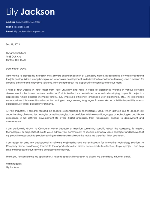 sample cover letter example