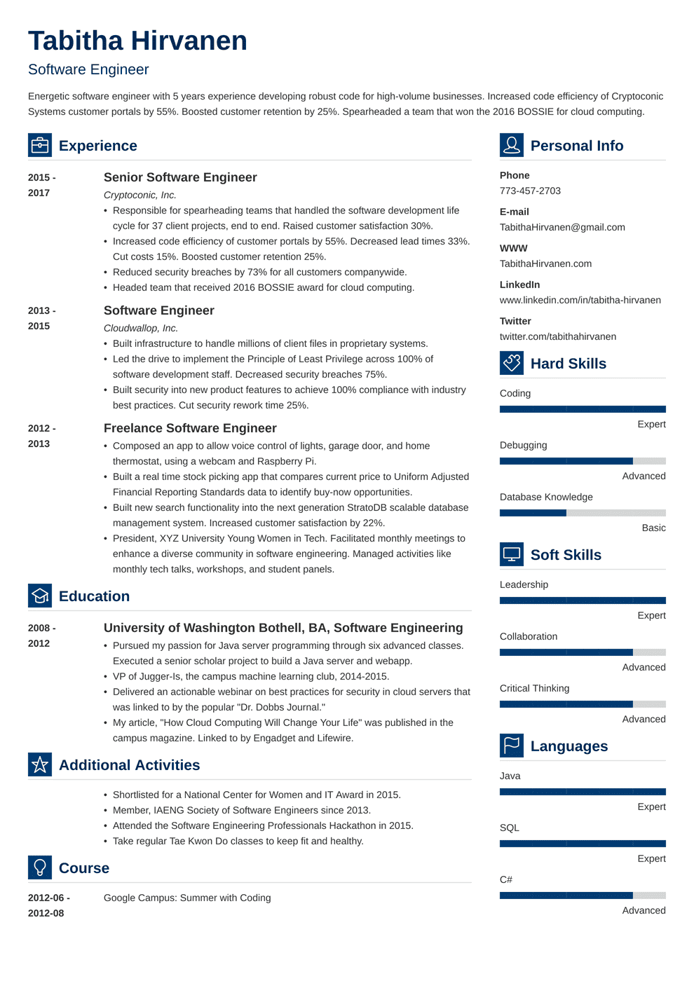 Software Engineering Resume Examples Templates 2024