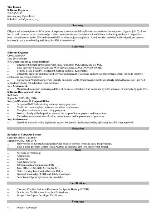 sample resume example