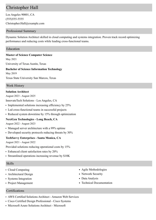 sample resume example