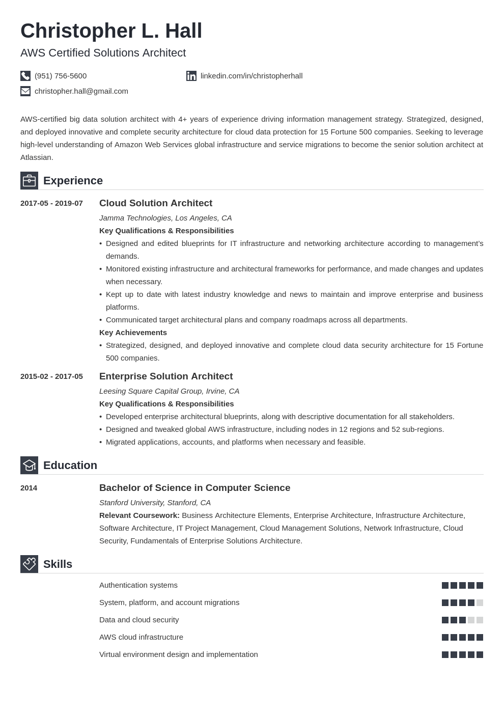 solution architect resume example template iconic