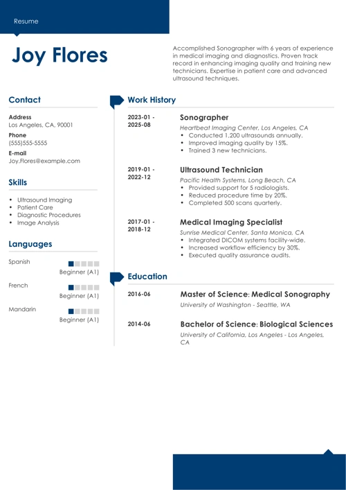 sonographer resume example