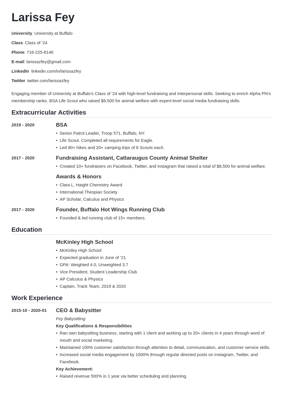 sorority resume example template nanica