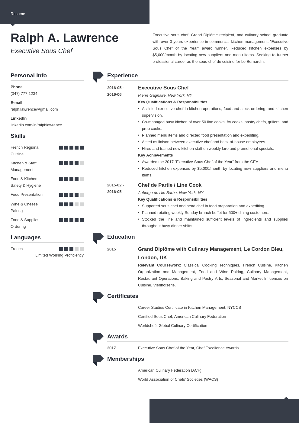 sous chef resume example template modern