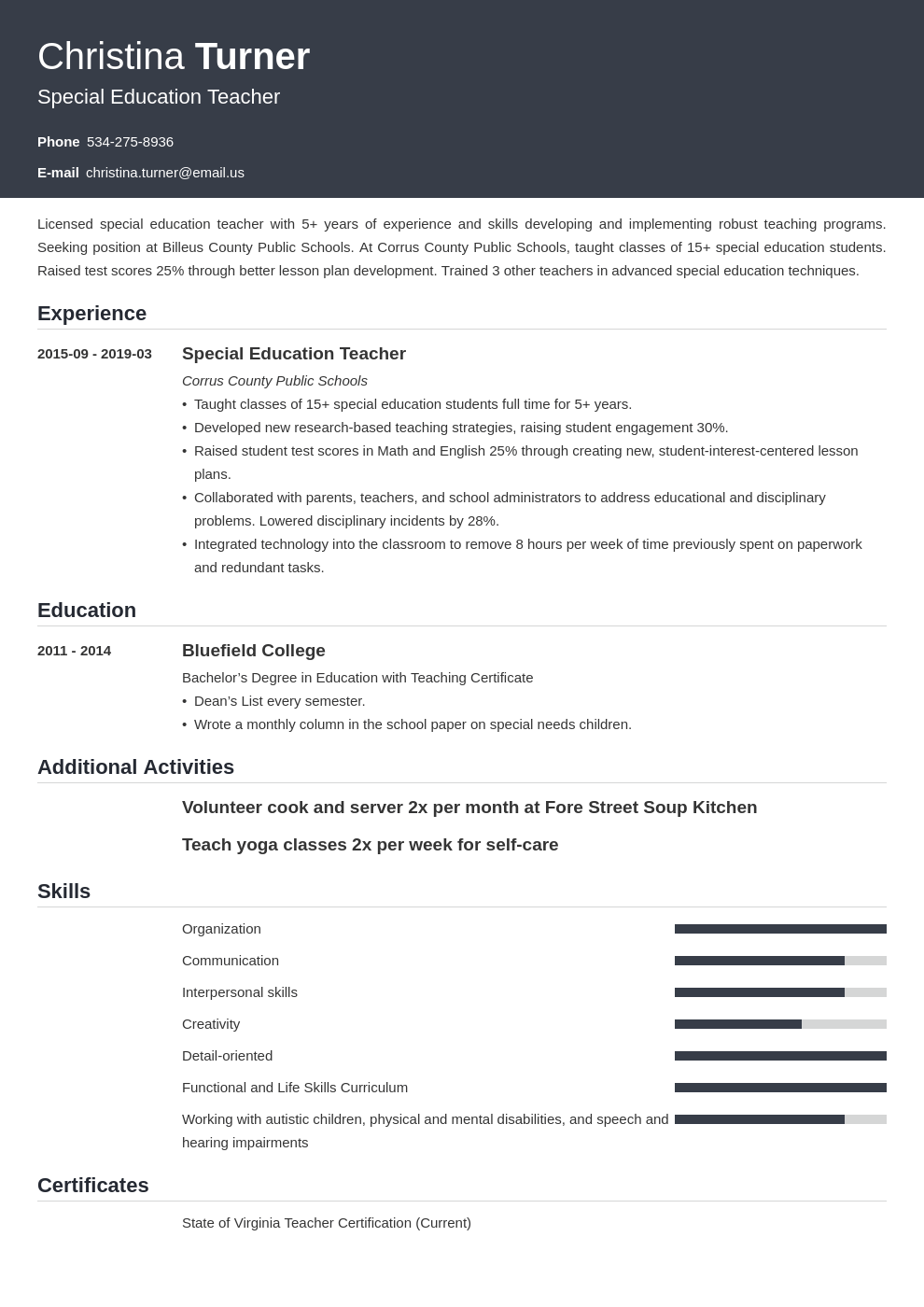 special education teacher resume example template influx
