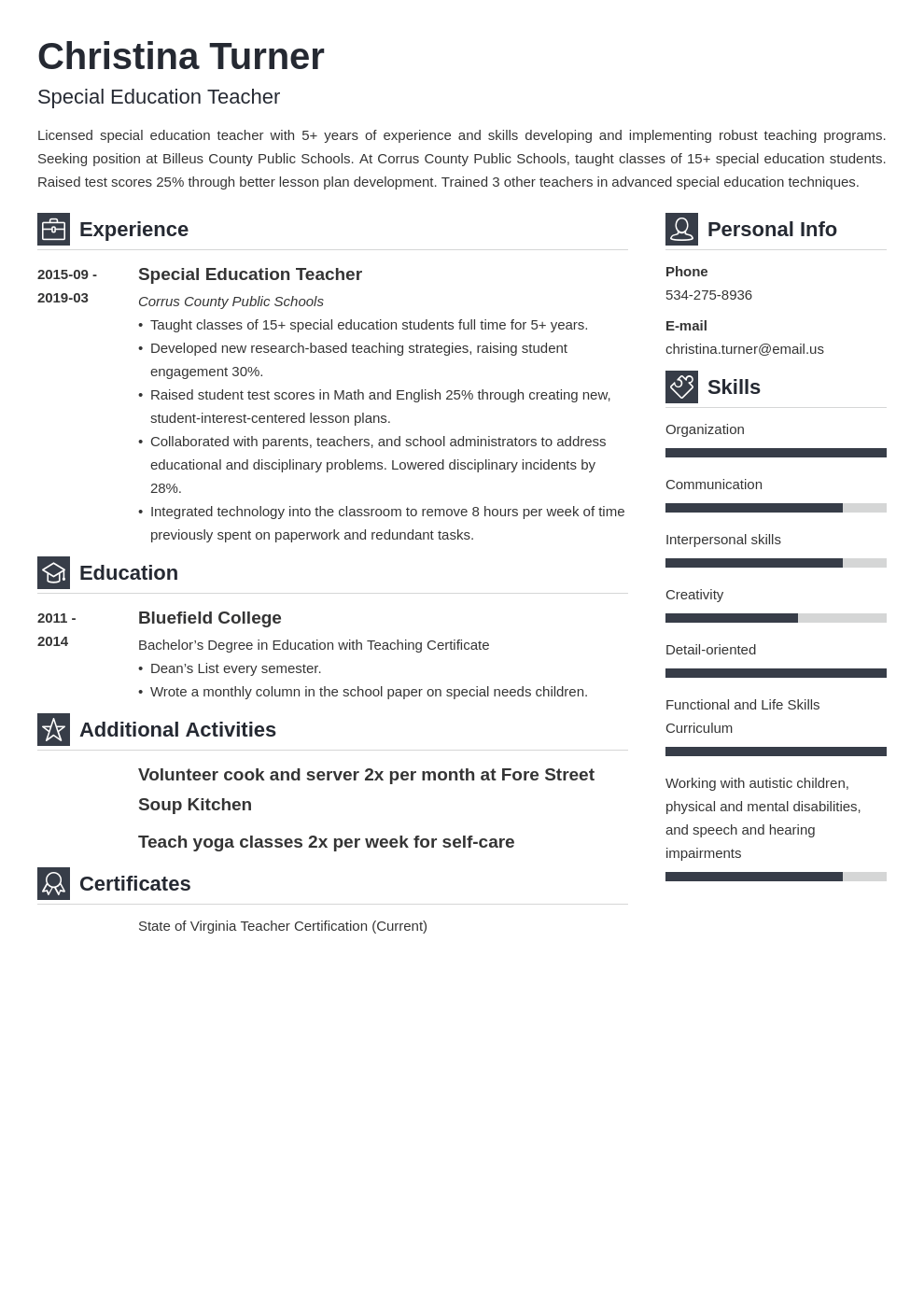 special education teacher resume example template vibes
