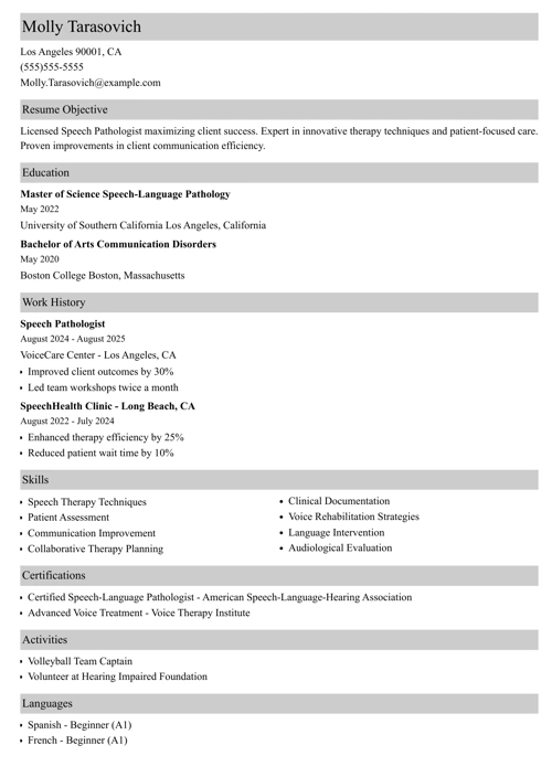 sample resume example