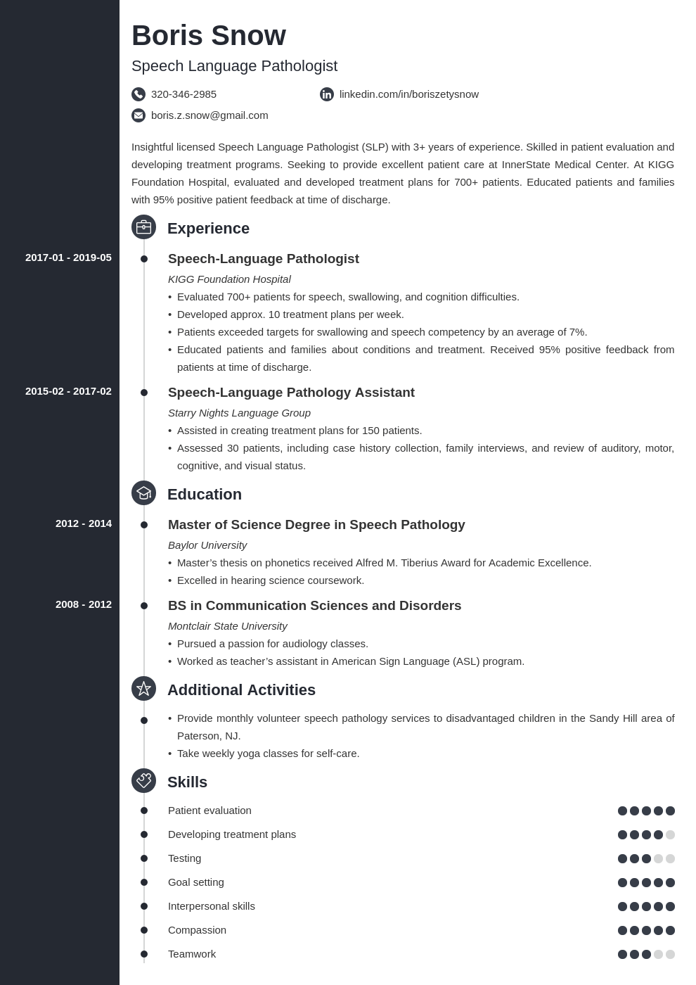 speech pathologist resume example template concept