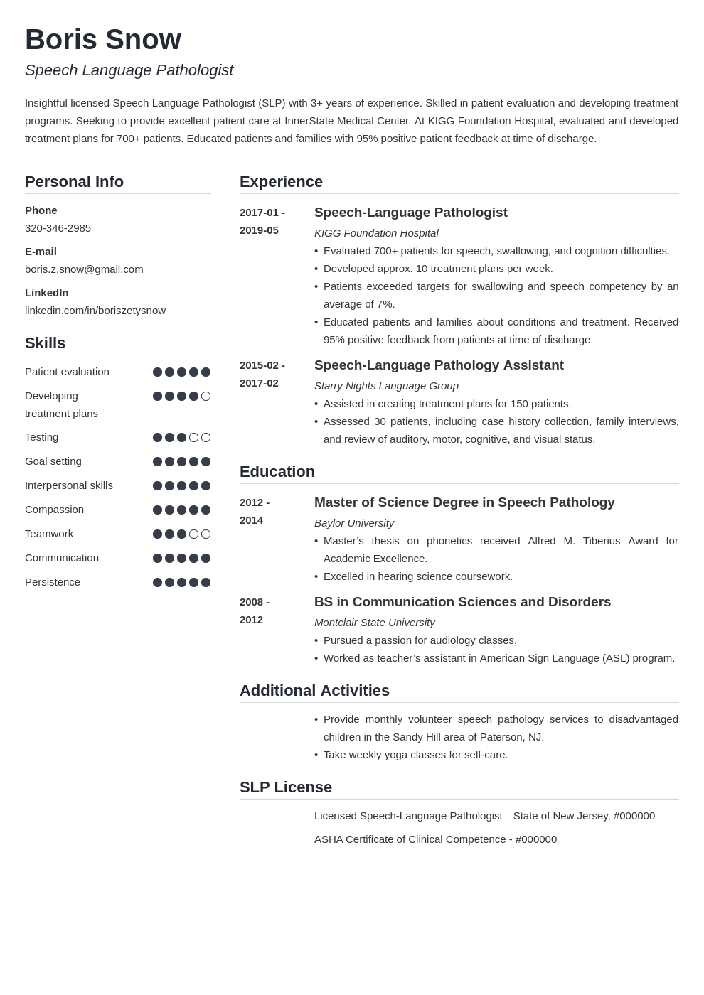 speech pathologist resume example template simple