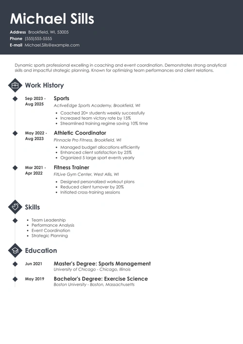 sports resume example