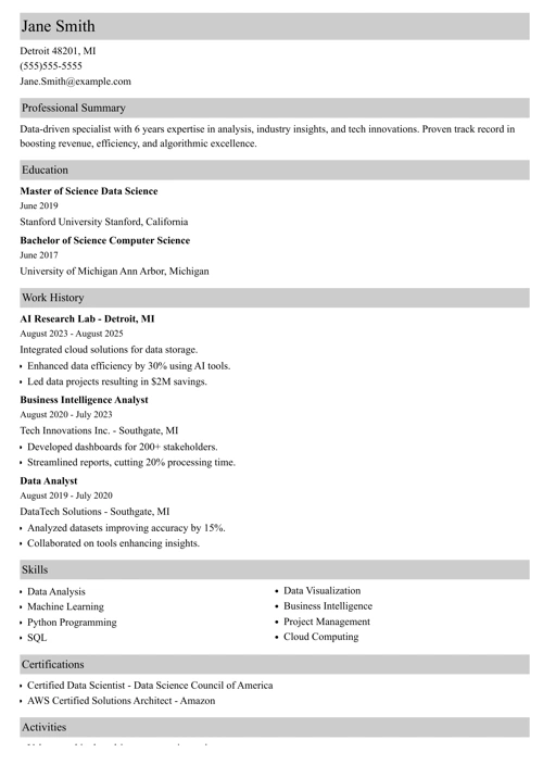 spotify resume template