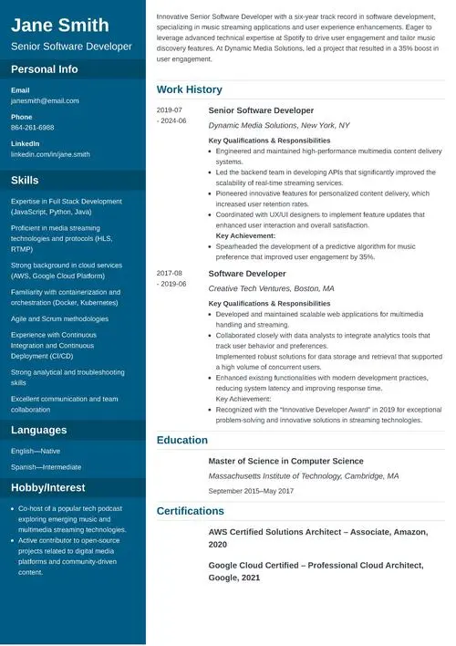 spotify resume template