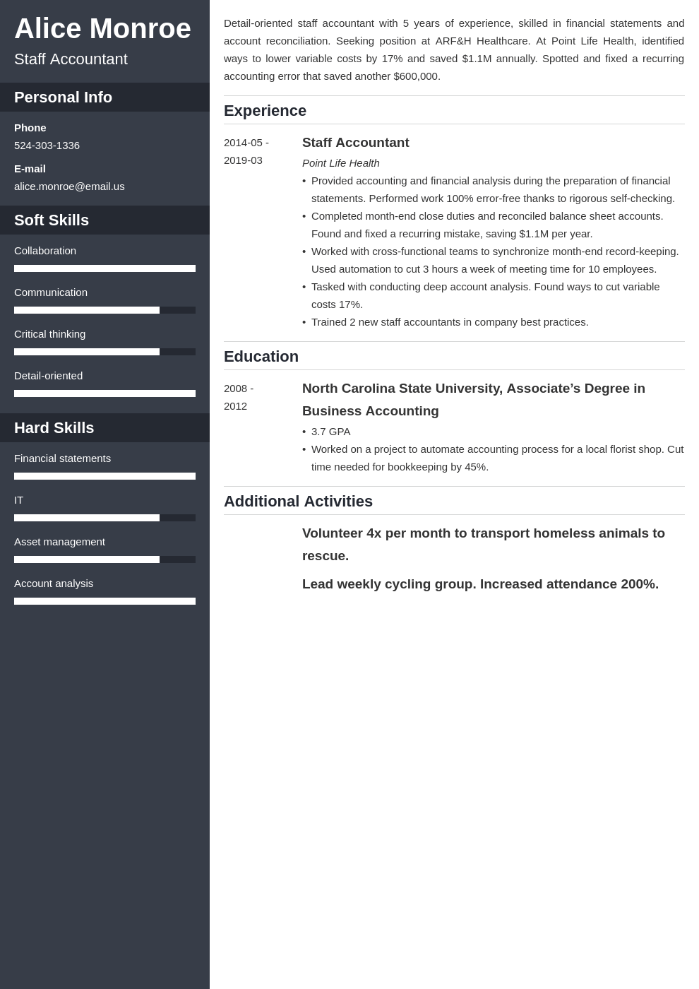 staff accountant resume example template cascade