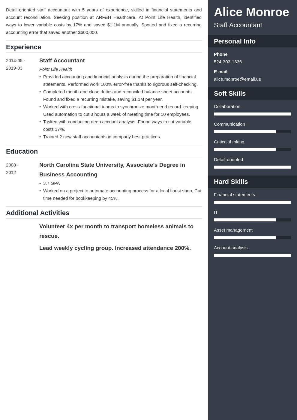 staff accountant resume example template enfold