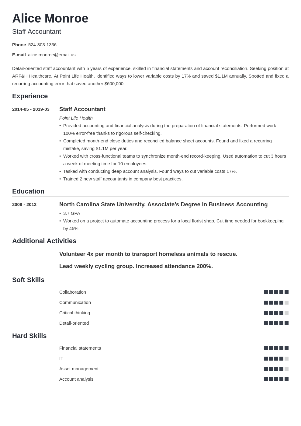 staff accountant resume example template nanica